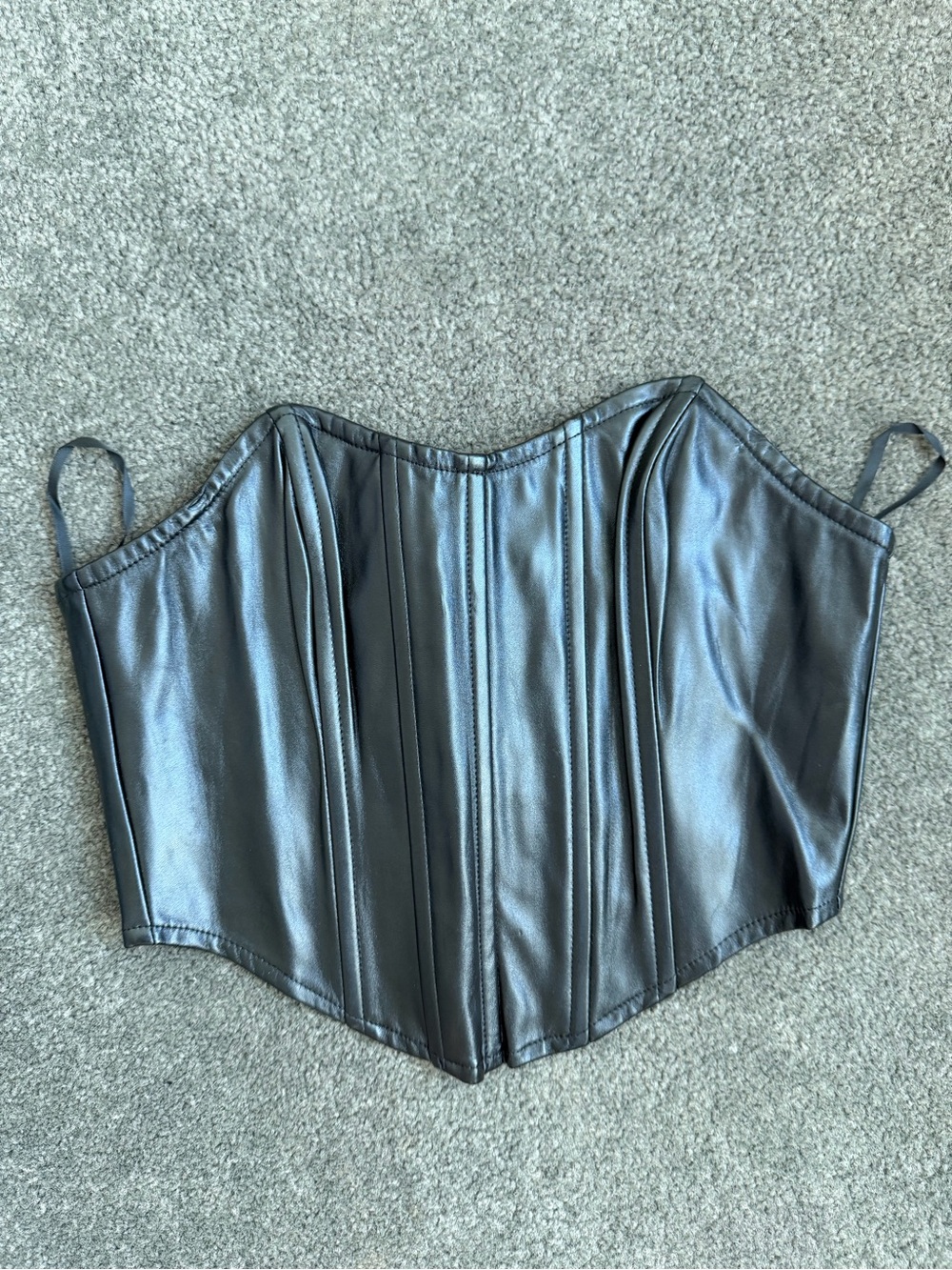 SHEIN Black Faux Leather Corset Top